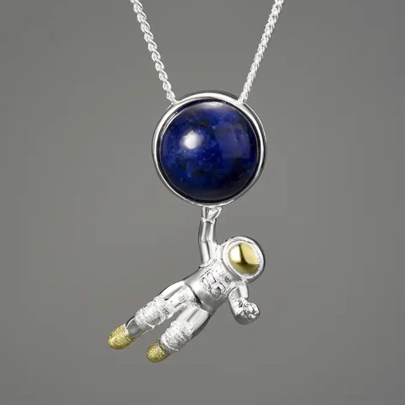 Handmade Jewelry - Artisan Handmade Space Odyssey 925 Silver Natural Lapis The Zaida Necklace